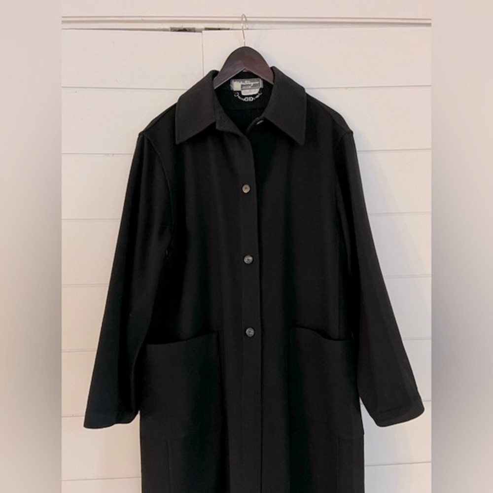 Salvatore Ferragamo Black Long Wool Coat Liner - Picture 7 of 11